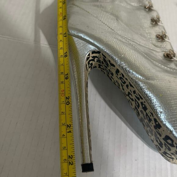 Ami Club wear Silver stiletto knee boots 6.5 with silver see pics for flaws - Picture 7 of 14